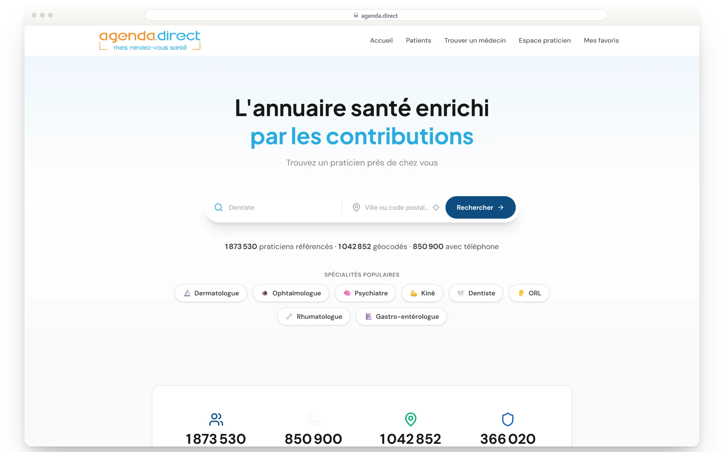 Page d’accueil du site agenda.direct