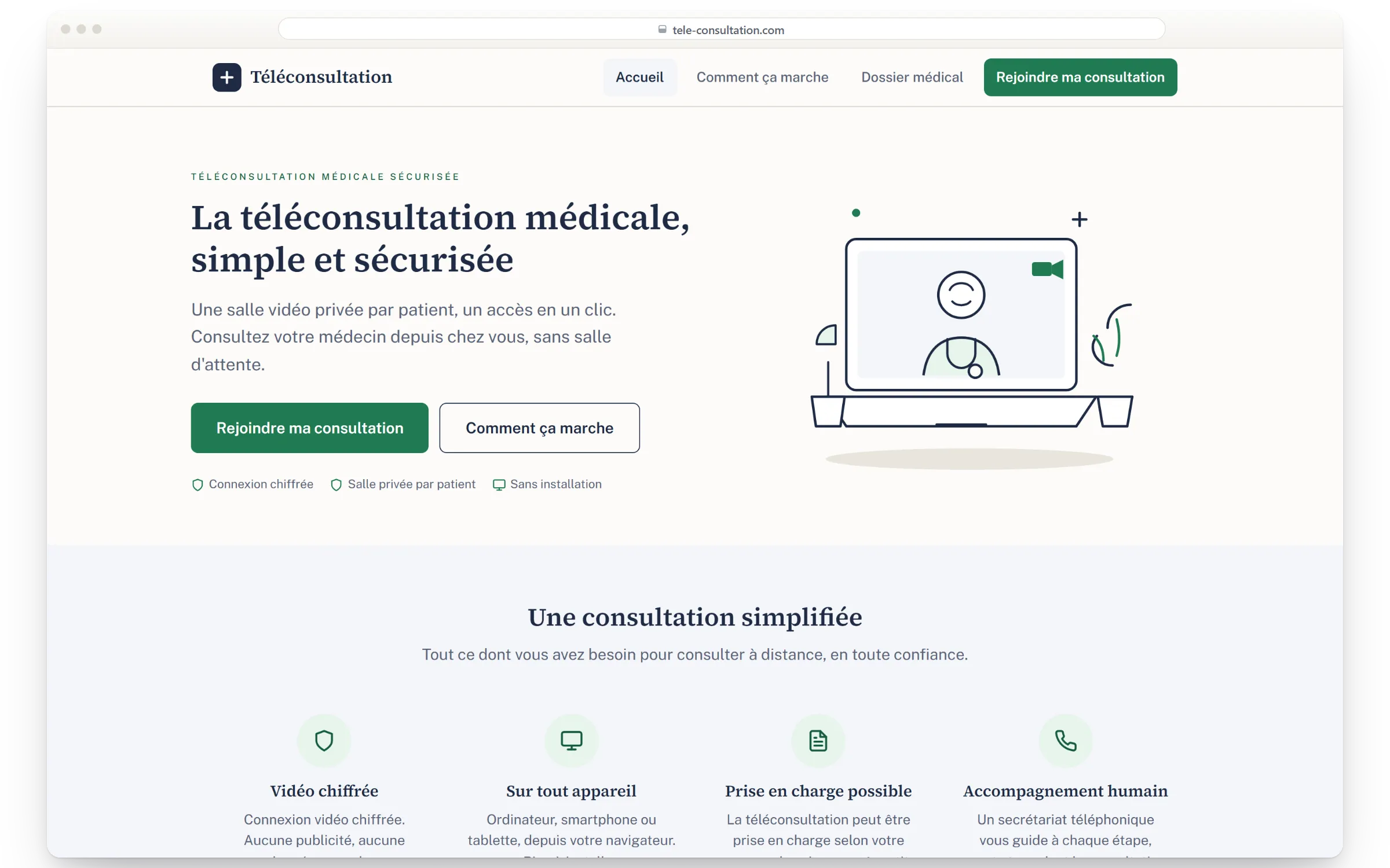 Page d’accueil du site tele-consultation.com